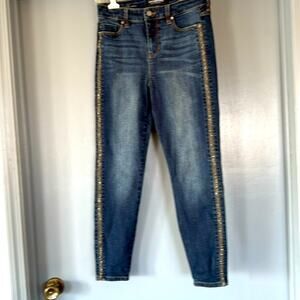 Liverpool Women's Sz 4/27 Skinny Stretch High Rise Ankle Jeans Embellished Bling
